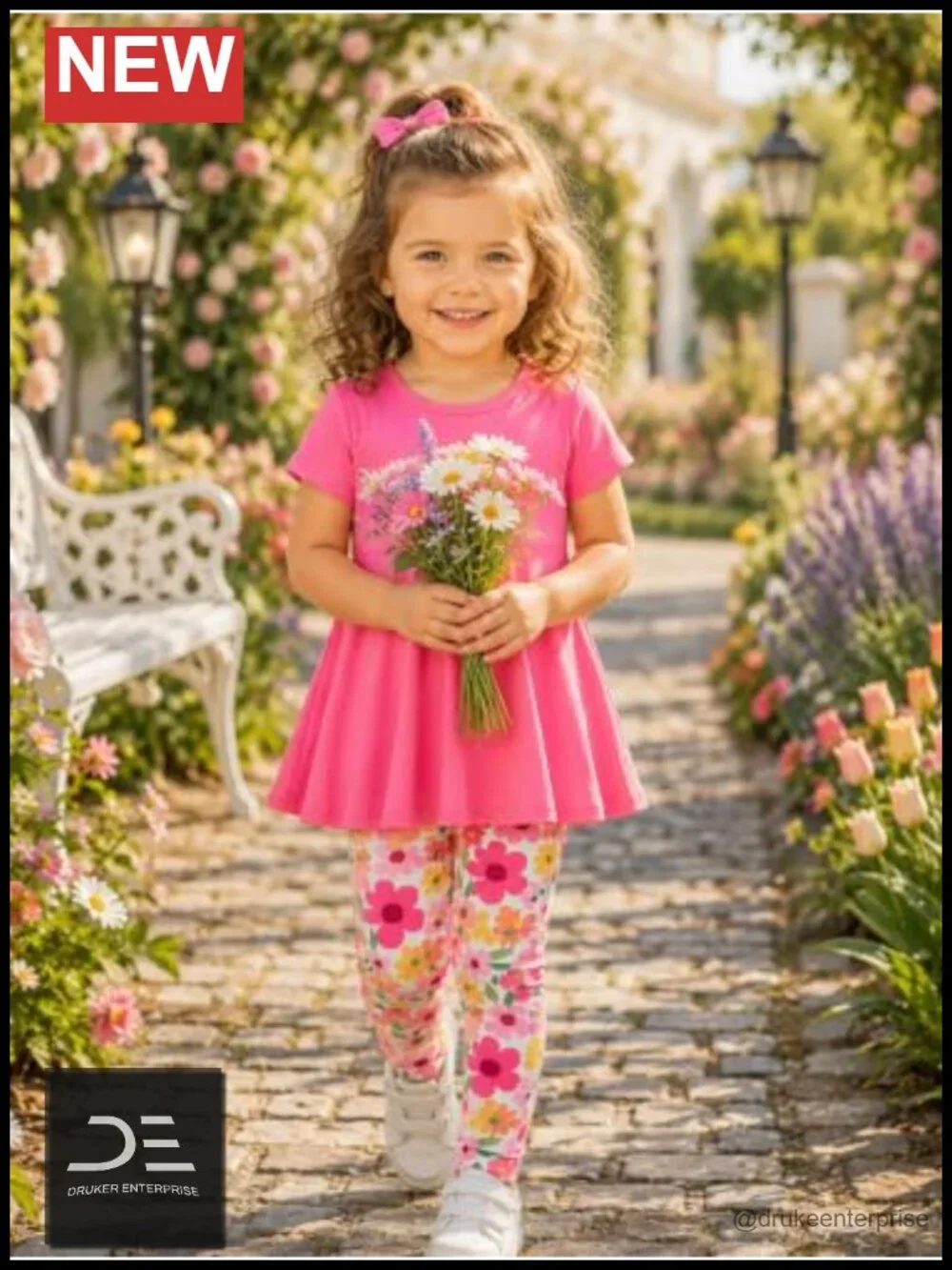 Baby Girl Floral Top & Pants Set Cotton Short Sleeve 2-Piece Outfit